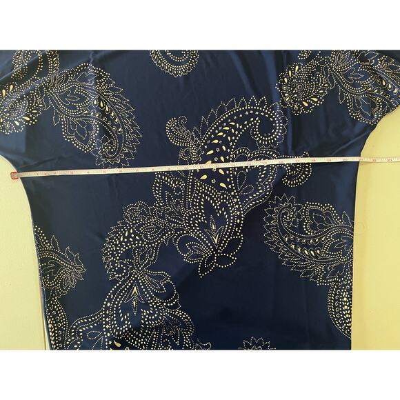 Susan Graver Regular Foil-Printed Liquid Knit Tunic INDIGO NWOT SIZE S - Picture 7 of 8